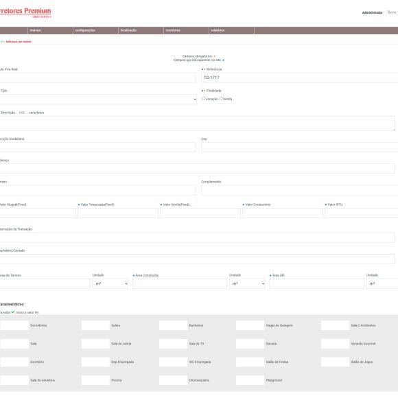 Captura de tela do Sistema de imóveis do site Corretores Premium