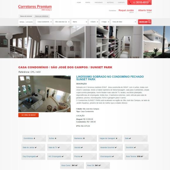 Captura de tela da página Detalhes de imóvel do site Corretores Premium