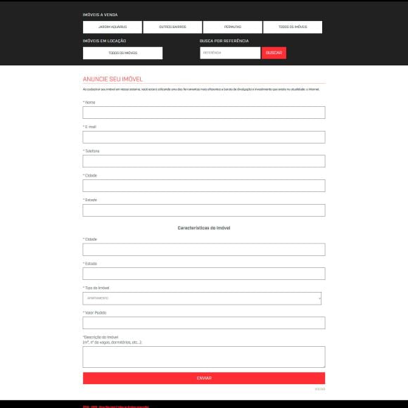 Site Nova São José - Página Anuncie seu Imóvel