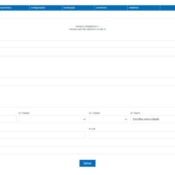 Sistema de imóveis - Ficha de cadastro