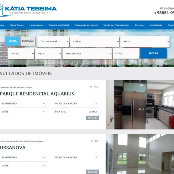 Site Tessima Imóveis - Página Inicial